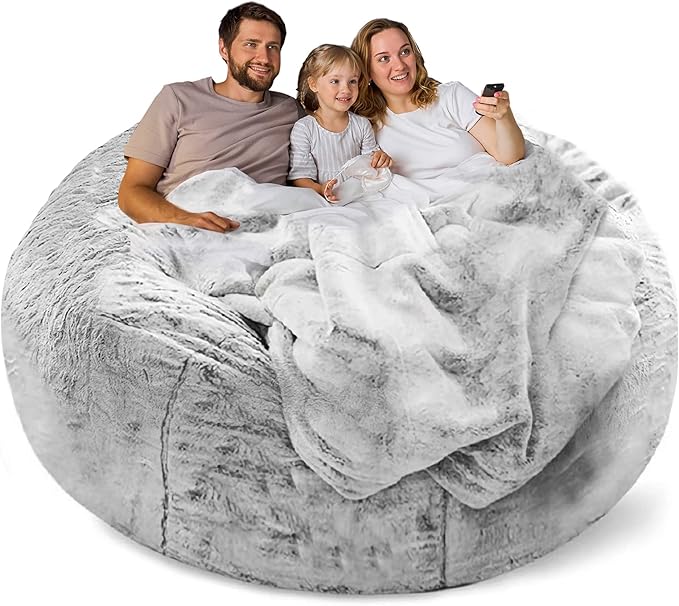 Bean Bag Chair Cover Without Filler, Big Round Soft Fluffy PV Velvet Washable by YudouTech