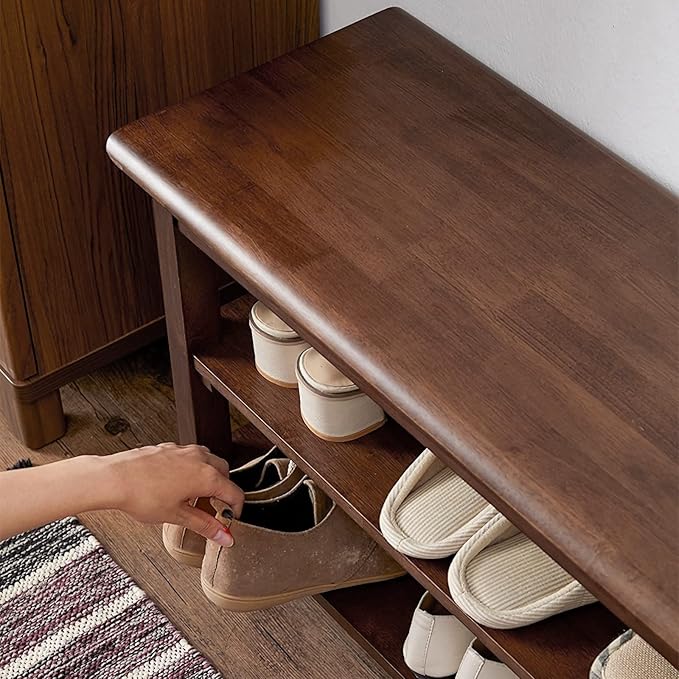 LEILISI Shoe Bench, Solid Wood Shoe Rack Bench Simple Style Shoe Storage Bench - Image 3