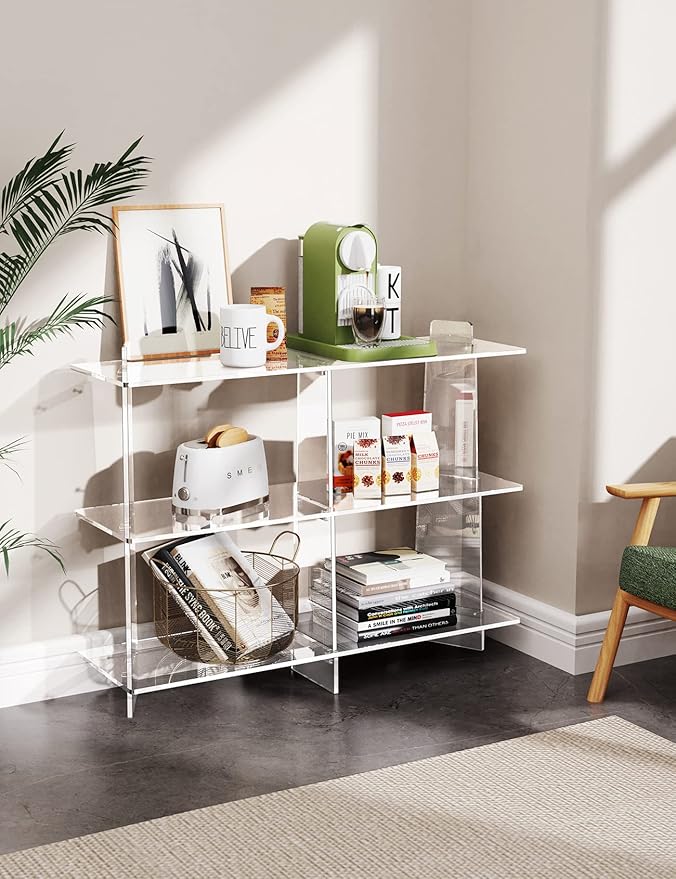 Acrylic Bookshelf, Small 3 Tier Open Bookcase - Image 2