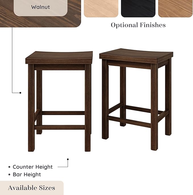 Grain & Grove Smith Collection Set of 2 Solid Wood Counter Height Bar Stools - Image 7
