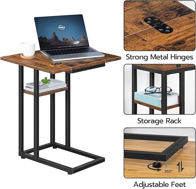HOOBRO Foldable End Table, C Shaped Side Table - Image 7
