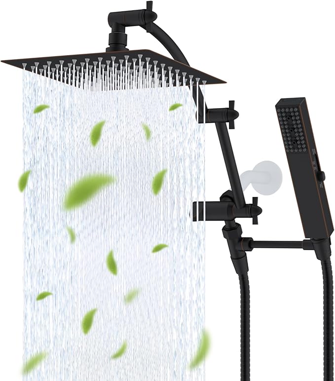 Hibbent All Metal 8'' Rainfall Shower Head, Shower Head Combo, High Pressure by Hibbent