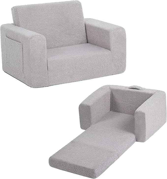 Welnow Toddler Chair, 2-in-1 Soft Sherpa Kids Sofa, Convertible Toddler Couch by LifeGetsBetterWithWelnow