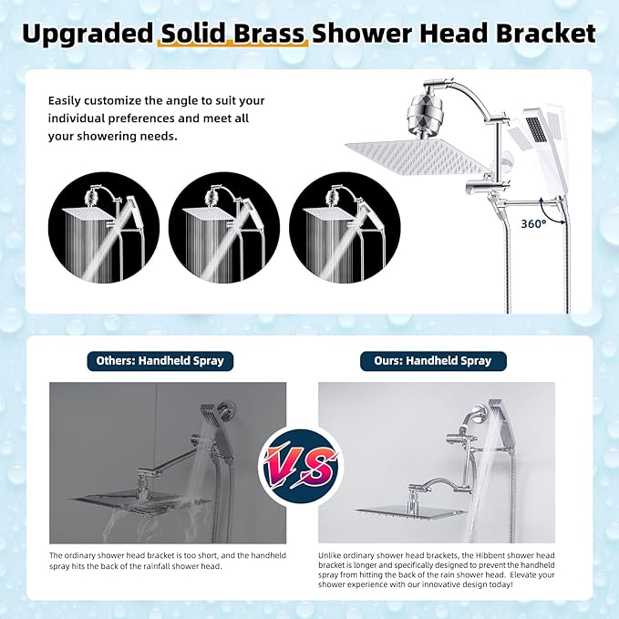 Hibbent All Metal 10'' Filtered Rainfall Shower Head - Image 2