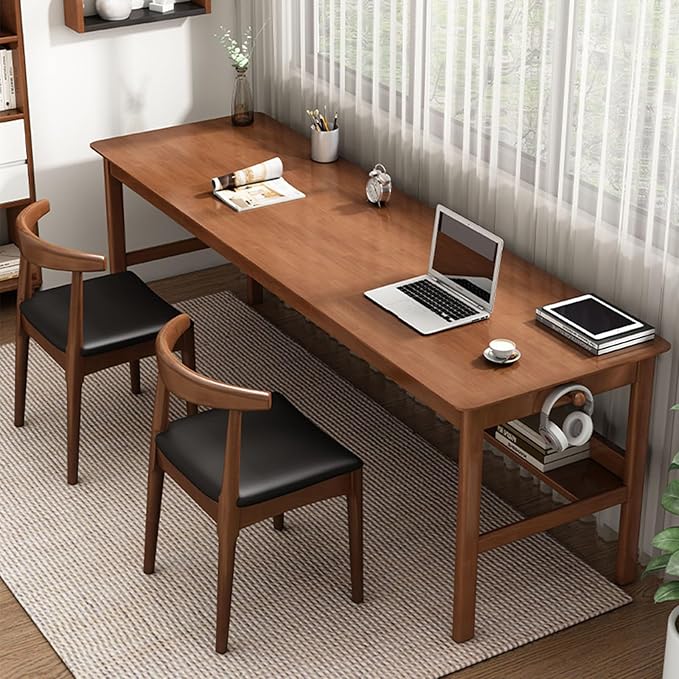 Solid Wood Dining Chair with Walnut Finish Mid Century Modern Upholstered PU - Image 7