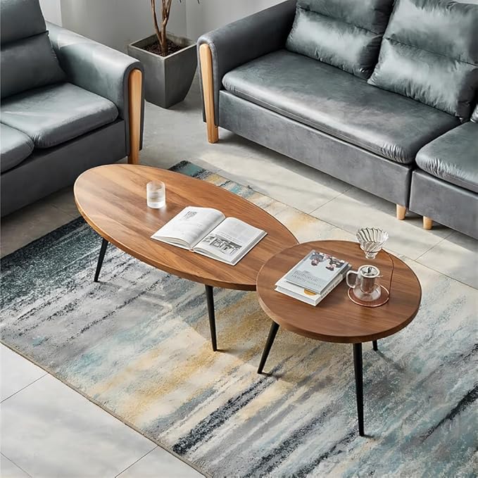 Set of 2 Coffee Table, Nesting Side Table, Living Room Sofa End Table - Image 7