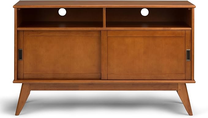 SIMPLIHOME Draper SOLID HARDWOOD 54 Inch Wide Mid Century Modern TV Media Stand - Image 5