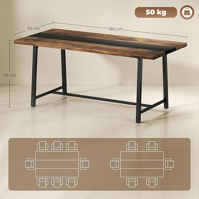 HOMCOM Industrial Dining Table for 8 People, 70.9" Long Rectangular Kitchen - Image 2