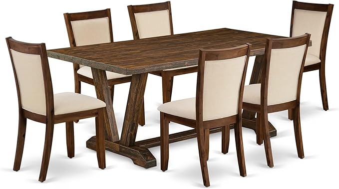 East West Furniture V777MZN32-7 7 Piece Dining Room Table Set Consist of a by EastWestFurniture