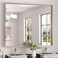 Keonjinn 48 x 40 in Brushed Nickel Bathroom Mirror, Rectangular Wall Metal by Keonjinn