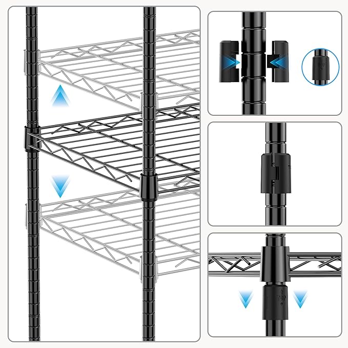 1250 lbs 5 Tier Shelf Metal Storage Shelves Wire Rack Closet Organizers - Image 4