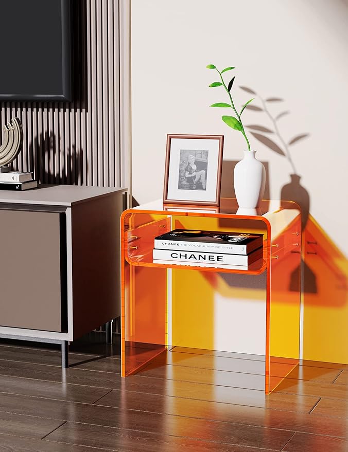 Clear Acrylic End Table 2-Tier Bedside nightstand - Image 2