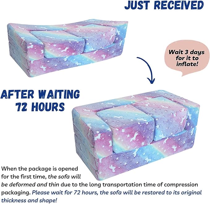 MeMoreCool Glow in The Dark Kids Couch, Rainbow Fold Out Toddler Sofa, Modular - Image 8