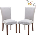 Parsons Dining Chairs Set of 2, Upholstered Nailhead Dining Room Kitchen Side by COLAMYINC