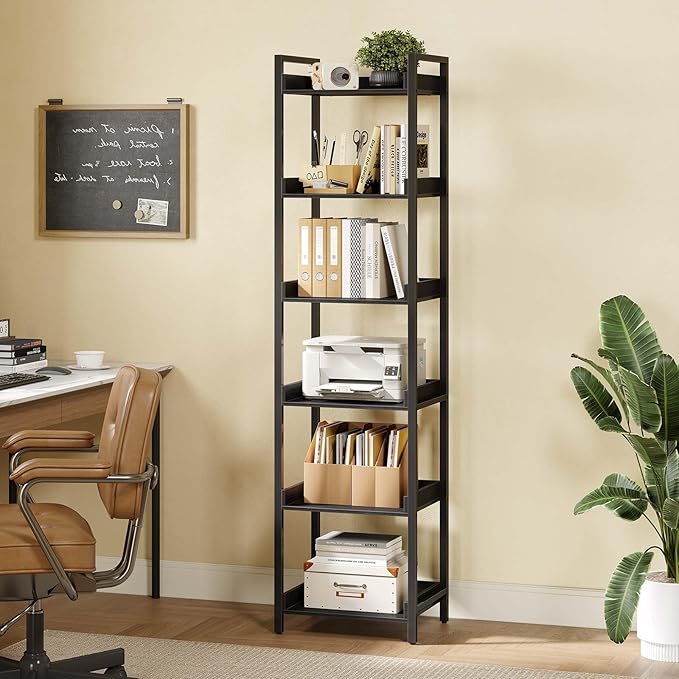 Rolanstar Bookshelf, 6-Tier Storage Rack, Narrow Corner Bookshelf, Display - Image 5