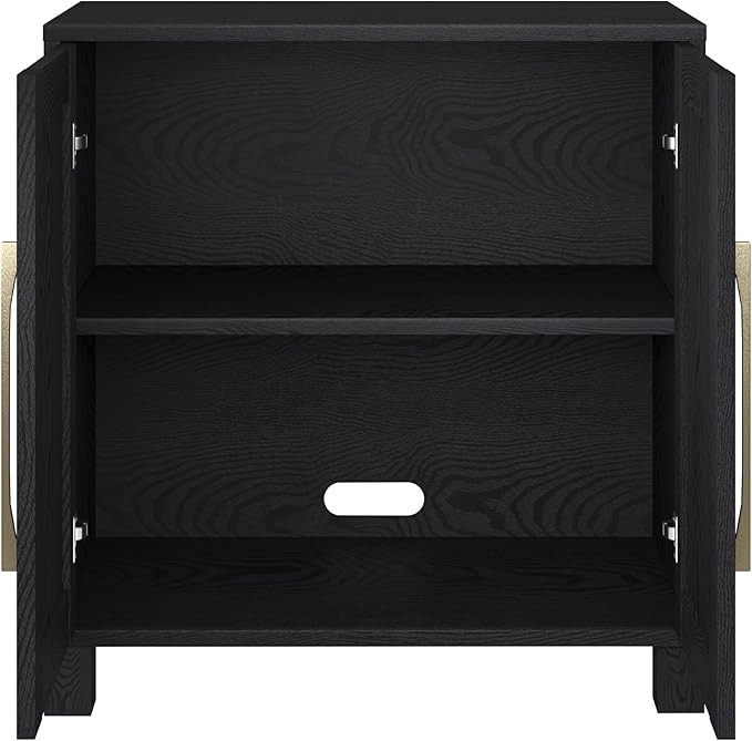 Henn&Hart 28" Wide Rectangular Accent Cabinet in Natural Black, - Image 4