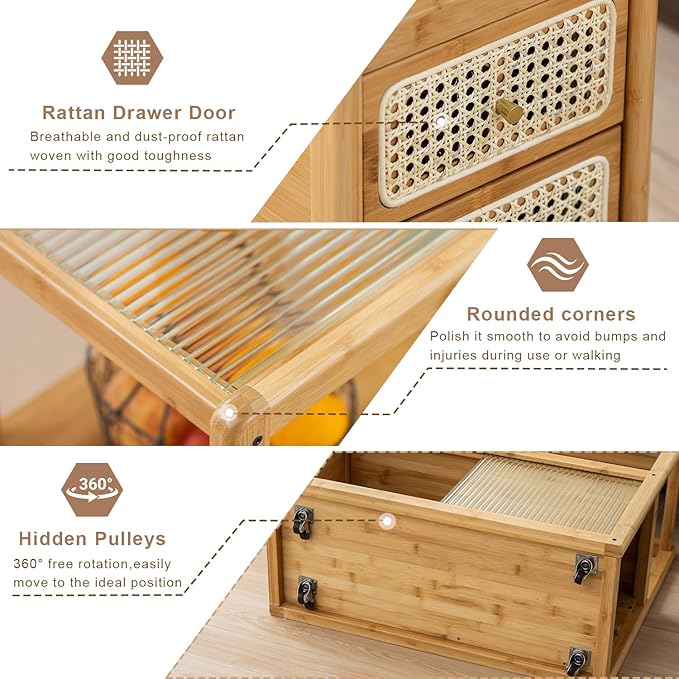 Bamboo & Rattan Side Table - Image 4