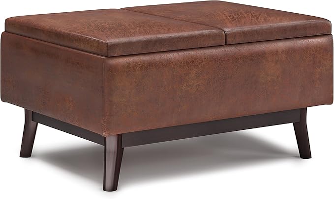 SIMPLIHOME Owen 34 inch Wide Mid Century Modern Rectangle Tray Top Small Coffee by SimpliHome