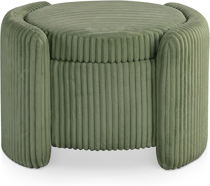 Furniture of America Lennox Modern Chenille 25-inch Round Storage Ottoman - Image 12