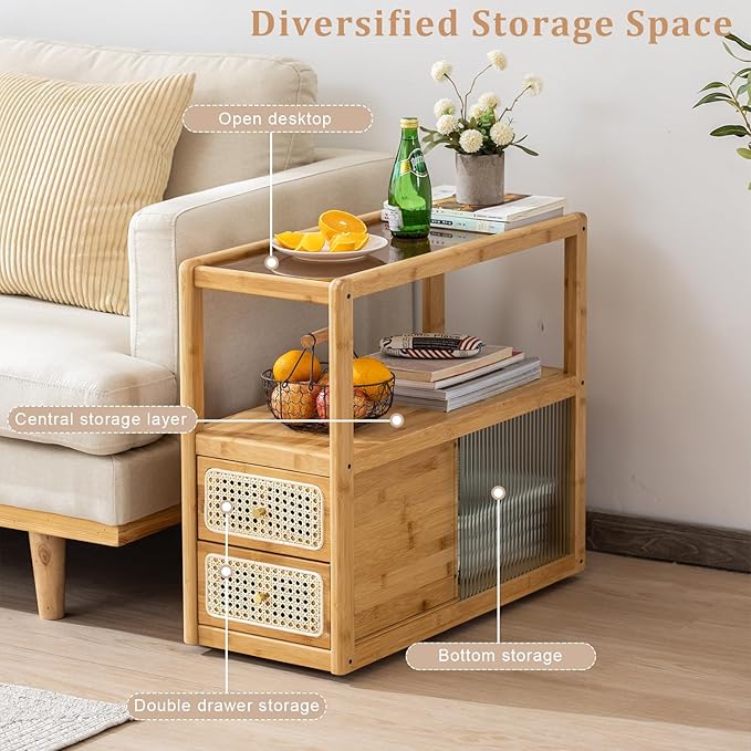 Bamboo Side Table Nightstand - Image 6