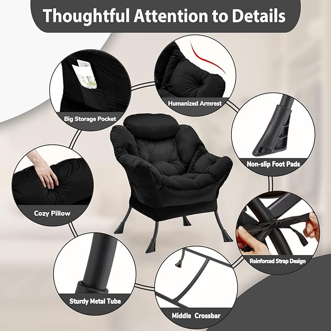 Lazy Chair Thick Padded, Comfy Velvet Accent Lounge Chair - Image 6