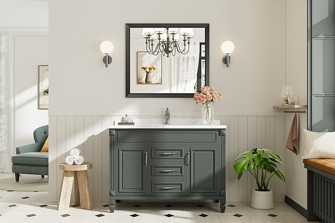 36x32 Inch Black Bathroom Mirror - Image 3