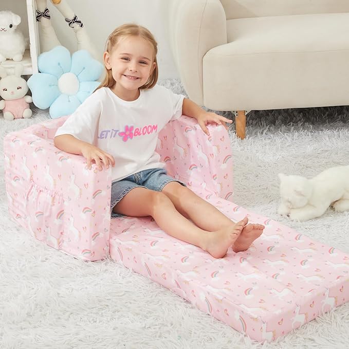 Viviland Kids Chairs for Toddler, 2-in-1 Soft Toddler Couch Fold Out, - Image 7