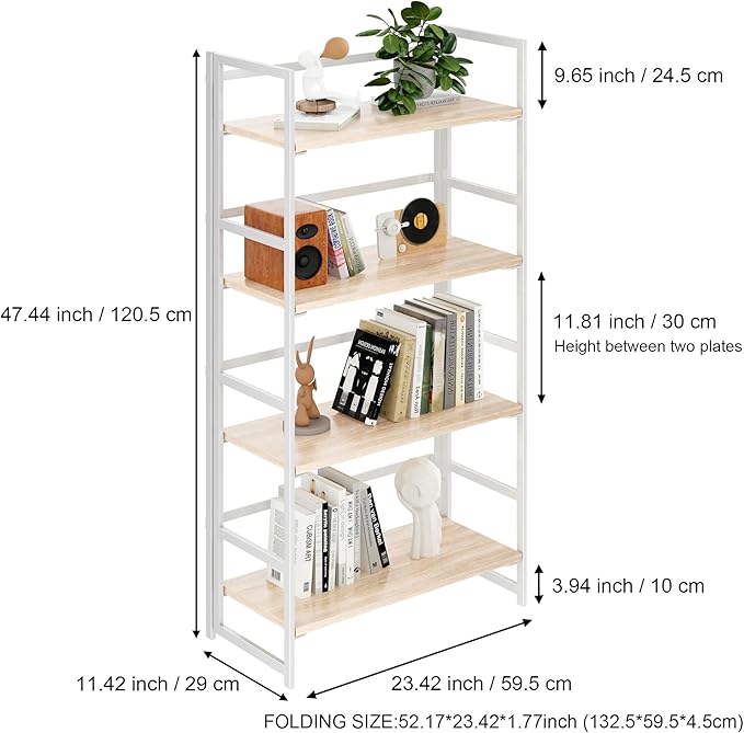 BHG Vintage Multifunctional Folding Bookshelf, No-Assembly Plant Stand Storage - Image 3