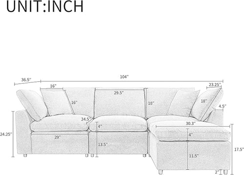 104.3 Inch L-Shaped Modular Sectional Sofa - Image 2