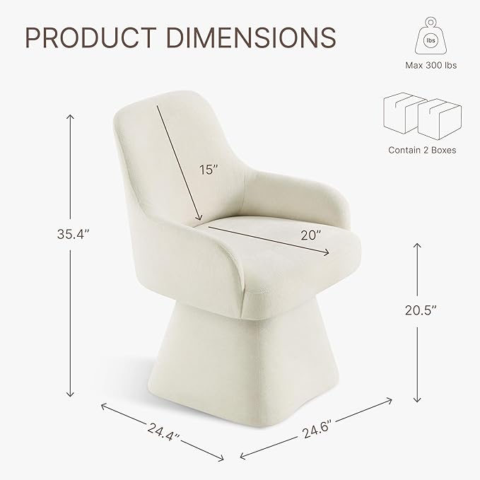Swivel Dining Chairs Set of 2, Mid Century Modern Chairs Fabric Upholstered - Image 2