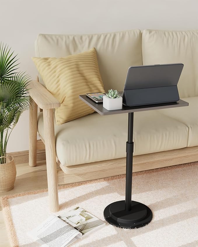 Small Side Table, Height Adjustable Nightstand, Square Indoor Metal Plant Stand - Image 4