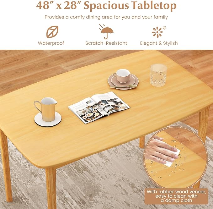 COSTWAY Dining Table, 48” Wooden Rectangular Kitchen Table - Image 8