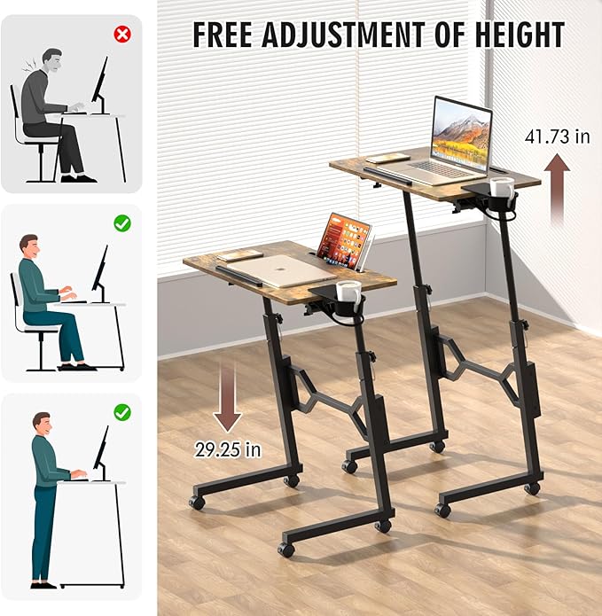Small Standing Desk with Wheels, Portable Treadmill Desk, Rolling Desk - Image 6