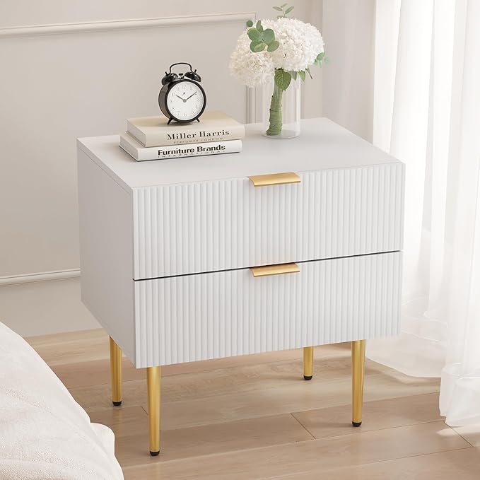 Nightstand, Bedside Table with 2 Drawer, Large Mid Century Modern Nightstand by SmartFENDEE