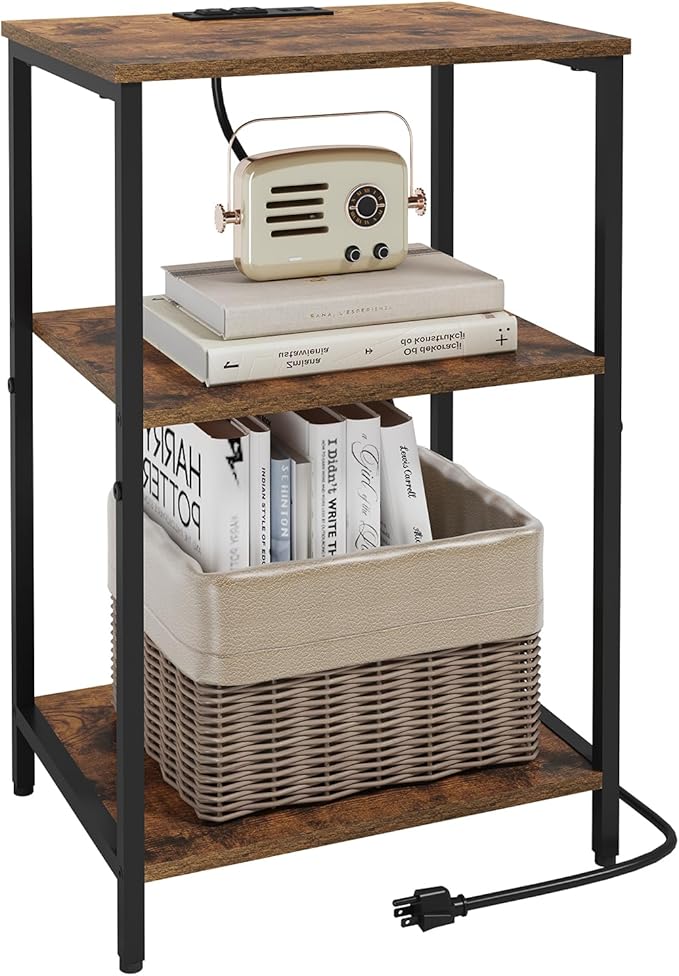 X-cosrack Side Table with Charging Station, End Table with USB Ports and Outlets - Image 8