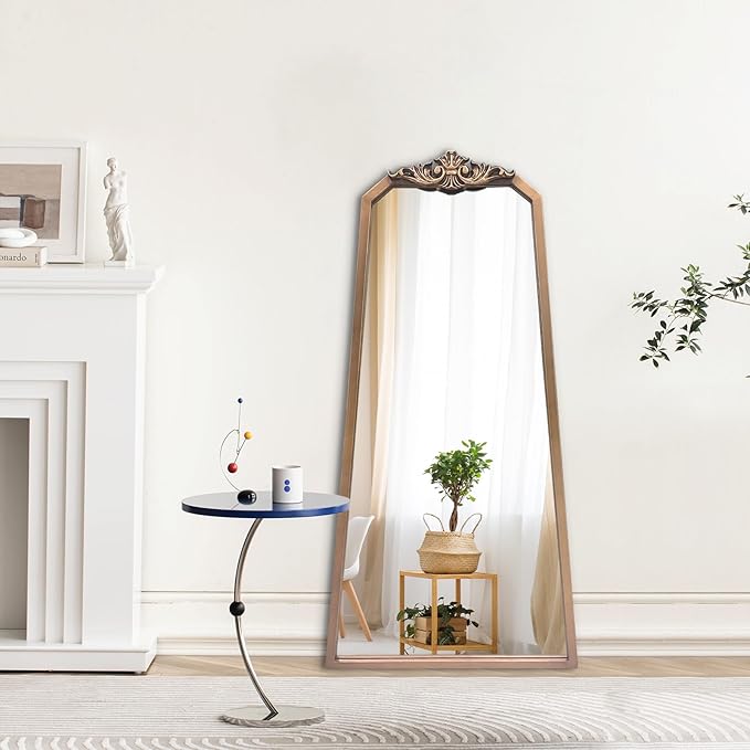 POZINO Brass Vintage Mirror, 47.2"x 24" Arched Decorative Wall Mirror - Image 3