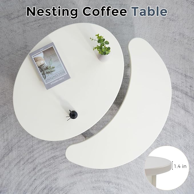 Coffee Table Set of 2, Modern Nesting Tables - Image 5