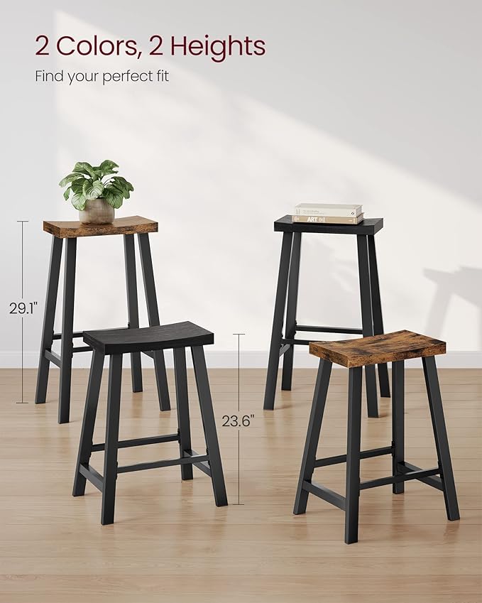 VASAGLE Bar Stools Set of 2, Counter Height Stools, Bar Chairs - Image 9