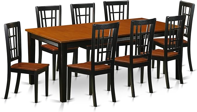 East West Furniture QUNI9-BCH-W 9 Piece Dining Room Table Set Includes a by EastWestFurniture