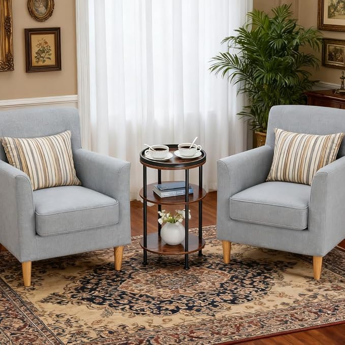 Small Round Side Table for Small Spaces, 3-Tier Round Accent Table Slim Side - Image 6