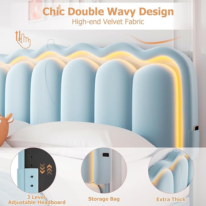 King Upholstered LED Bed Frame - Image 7