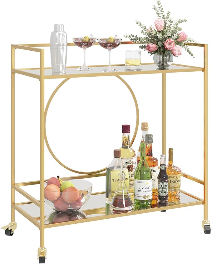 RiteSune Gold Bar Cart, Modern Wine Cart by RiteSune