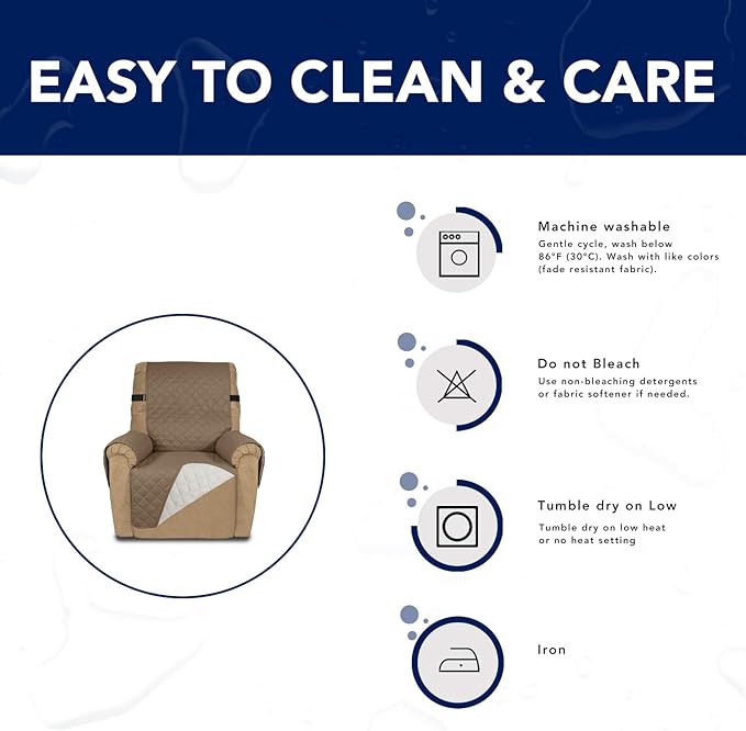 PureFit Reversible Sofa Cover Water Resistant Recliner Couch Cover, Machine - Image 7