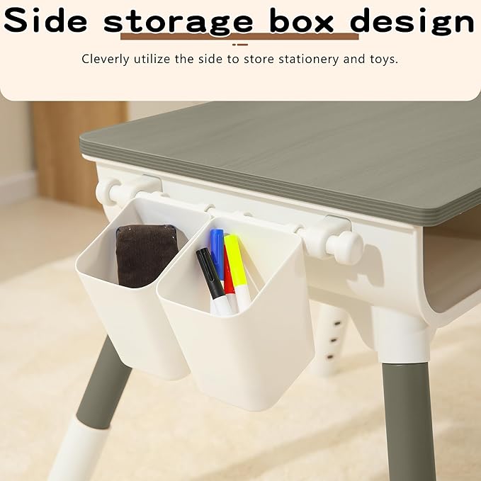 Kids Study Desk and Chair set Height Adjustable Graffiti Desktop Storage Drawer - Image 4