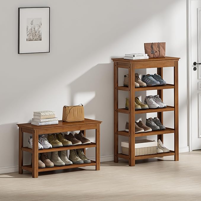 Bamworld Shoe Rack for Front Door Entrance Bamboo Shoe Organizer Free Standing - Image 7