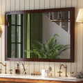 VocalStar Rustic Wood Framed Mirror 48 x 32 Inch, Natural Dark Brown Wooden by VOCALSTAR