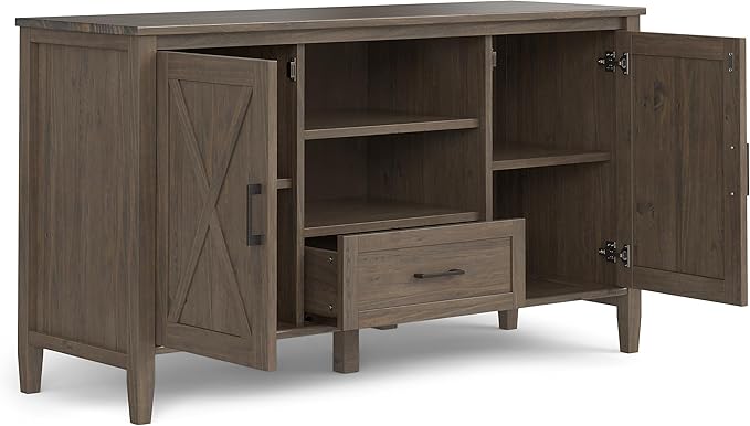 SIMPLIHOME Ela Solid Wood 53 inch Wide Transitional TV Media Stand in Smoky - Image 4