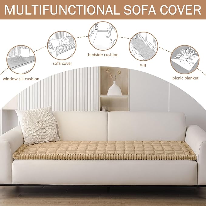 Smiry Couch Cover for Dogs Washable, Non Slip Fuzzy Pet Couch Covers for 3 - Image 2
