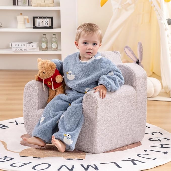 Tiita Kids Couch Sherpa Toddler Chair, Cloud-Like Comfy Kids Sofa Toddler - Image 2