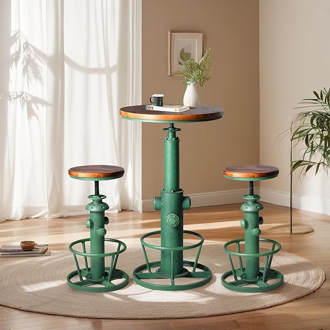Farmhouse Bistro Bar Table Vintage Round Pub Table Industrial Coffee Table - Image 5